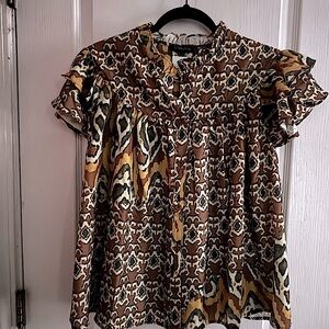 Cq by Cq Minnoe Brown and Yellow Patterned Women's Top!